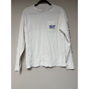 Vineyard Vines White Long Sleeve Pocket Tee Whale Logo Sleeve Graphic XS